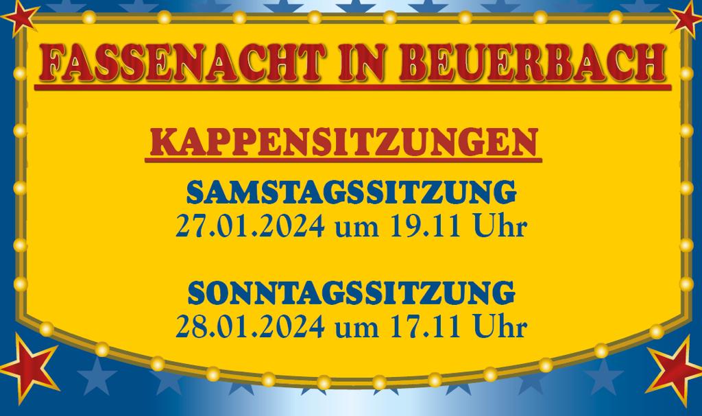 Die Beuerbacher Narrengilde lädt zur Kappensitzung am 27. und 28.01.2024